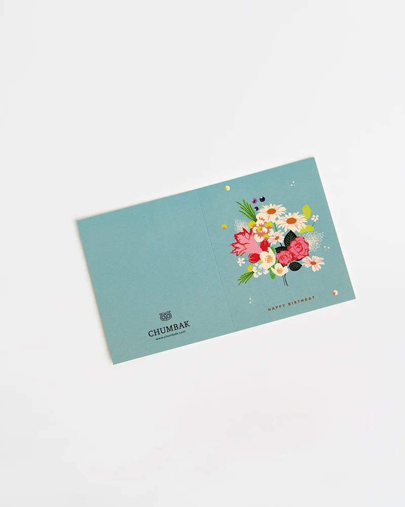 Happy Birthday With Flower  Message Card